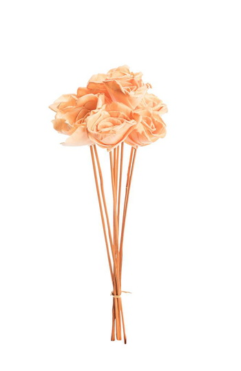 Visuel 1 du produit Bouquet de 8 roses artificielles bombay coloris orange -  Ø 8 cm x 40 cm