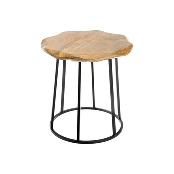 Visuel 1 du produit Porte-plante dentelé en bois de manguier et métal noir grand modèle - Ø 35 x H 30 cm