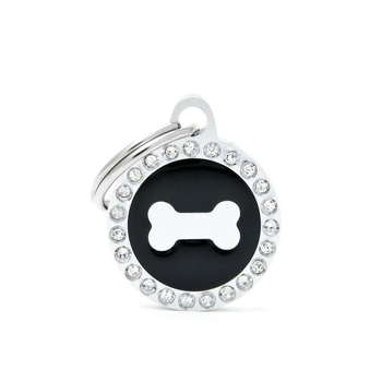Visuel 1 du produit Médaille glam petit cercle noir avec os