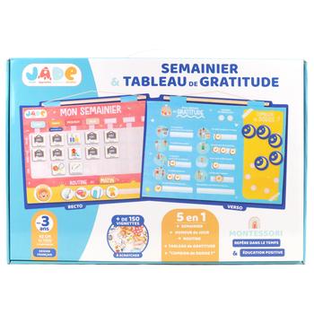 Visuel 1 du produit Calendrier semainier / tableau de gratitude Montessori permanent - 35 x 25 x 5,5 cm