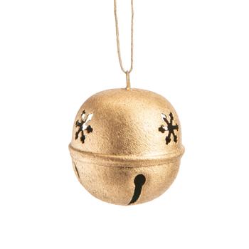Visuel 1 du produit Suspension grelot ajouré flocon en métal doré - 6 x 6 x 6,5 cm