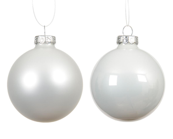 Visuel 1 du produit Ensemble de 6 boules en verre émaillé et mat blanc d’hiver - Ø 8 cm