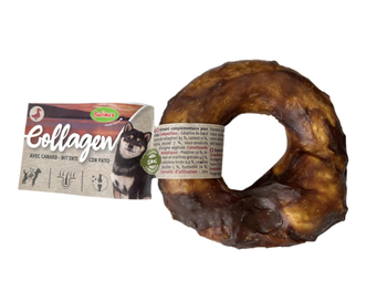 Visuel 1 du produit Friandise à mâcher pour chien en vrac donut de collagène au canard Bubimex – Ø 8 cm – Prix à la pièce