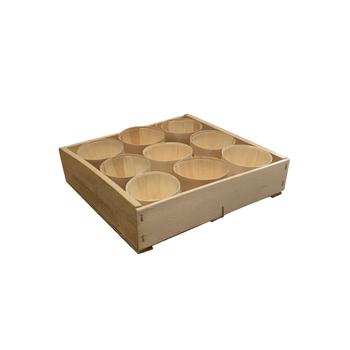 Visuel 1 du produit Lot de 9 godets biodégradables et caissette en bois - Ø 8,5 cm