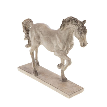 Visuel 1 du produit Statuette de cheval au trot en résine crème - 16 x 15,5 x 22,5 cm