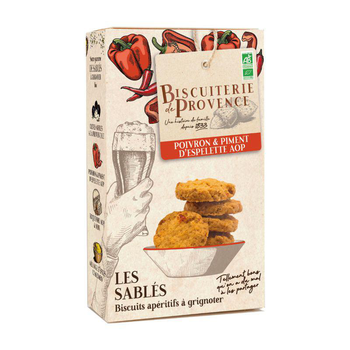 Visuel 1 du produit Sablé apéritif poivron et piment espelette bio Biscuiterie de Provence - 90 g