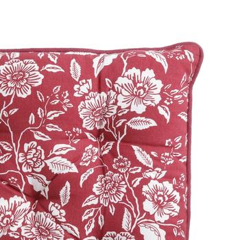 Visuel 1 du produit Galette de chaise en coton bordeaux à fleurs crème - 40 x 40 cm