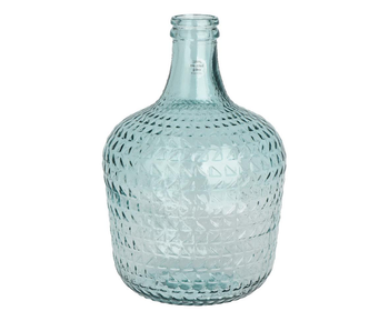 Visuel 1 du produit Vase dame-jeanne en verre transparent bleuté texturé - Ø 27,5 x H 42 cm