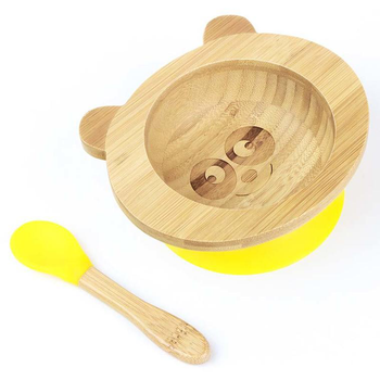 Visuel 1 du produit Set de repas pour bébé coloris jaune en bambou et silicone Cap Bambou - 190 g