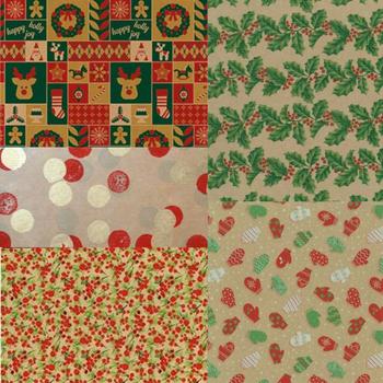 Visuel 1 du produit Papier cadeau de Noël kraft couleurs de Noël coloris multicolore - 70 cm x 2 m
