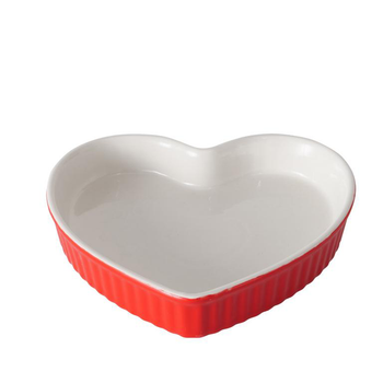 Visuel 1 du produit Moule à gâteaux en céramique rouge et blanc Sweetheart moyen modèle - 22 x 22 x 4,5 cm