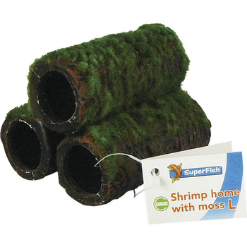 Visuel 1 du produit Décoration pour crevettes d'aquarium coloris vert en céramique avec mousse Superfish Shrimp Home - Taille L 7,5 x 7,5 x 7,5 cm