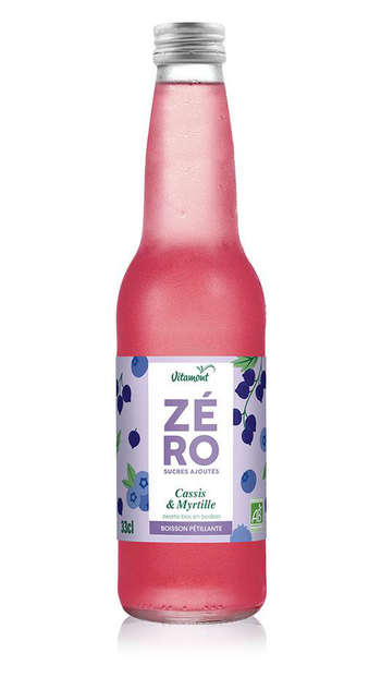 Visuel 1 du produit Boisson gazeuse bio Zéro sucres ajoutés cassis myrtille Vitamont – 33 cl