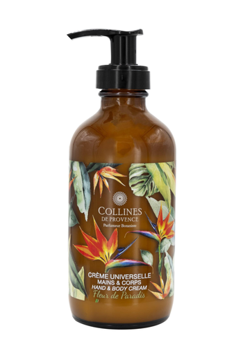 Visuel 1 du produit Crème universelle mains et corps en flacon pompe senteur Fleur de Paradis Collines de Provence – 225 ml