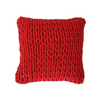 Visuel 1 du produit Coussin carré en tricot rouge - 45 x 45 cm