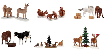 Visuel 1 du produit Figurines pour village de Noël Lemax Harvest crossing thème Animaux des bois - 3 pièces