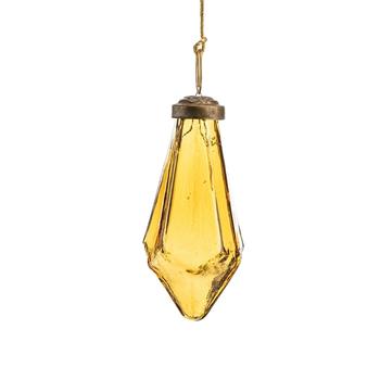 Visuel 1 du produit Suspension breloque en verre or transparent et métal - 9,5 x 4,5 cm