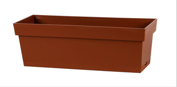 Visuel 1 du produit Jardinière toscane Poetic botanic® avec plateau clipsé coloris marron en plastique recyclé 10 L - 50 x 18 x 16,7 cm