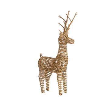 Visuel 1 du produit Décoration lumineuse de Noël renne en résine tressée coloris marron LED blanc orangé effet flash extérieur - H 104 cm