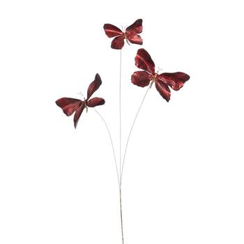 Visuel 1 du produit Branche de 3 papillons bordeaux - 73 cm