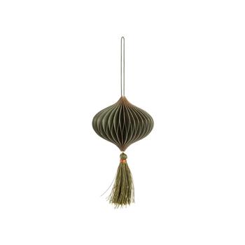 Visuel 1 du produit Suspension toupie avec pompon en papier vert - Ø 9 cm