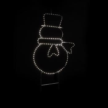 Visuel 1 du produit Décoration lumineuse bonhomme de neige solaire LED blanc chaud câble noir extérieur - 34,5 x 49,3 cm