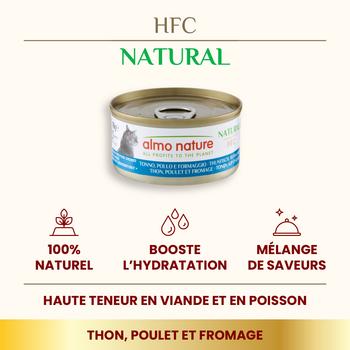 Visuel 1 du produit Pâtée pour chat HFC Natural au thon, poulet et fromage Almo Nature - 70 g