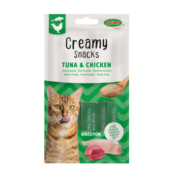 Visuel 1 du produit Friandise en crème pour chat thon et poulet Bubimex Creamy x 4 - 60 g