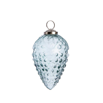 Visuel 1 du produit Suspension boule pomme de pin coloris bleu en verre - 12 x 7,5 cm
