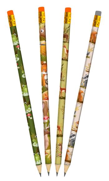Visuel 1 du produit Ensemble de 4 crayons à papier thème Les animaux de la forêt Cartedart - 19,5 cm