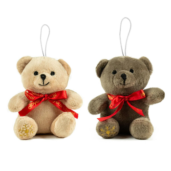 Visuel 1 du produit Décoration à suspendre mini ours avec nœud Joyeux Noël Kalidou - 9 cm