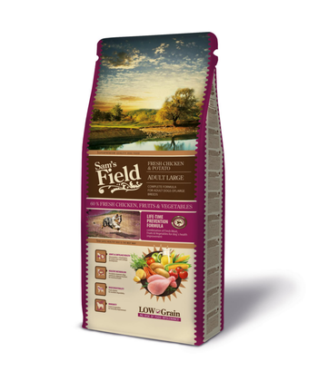 Visuel 1 du produit Croquette pour chien adulte de grande taille au poulet avec des pommes de terre Sam's Field - 13 kg