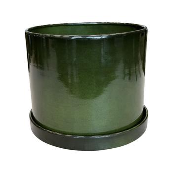 Visuel 1 du produit Pot cylindrique en métal recyclé coloris vert algue vif Upcycle Cylindre XXL - Ø 43 x H 37 cm