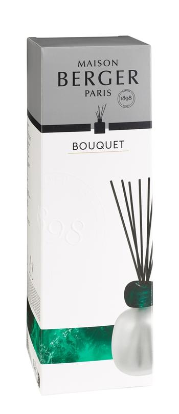 Visuel 1 du produit Bouquet parfumé en verre givré blanc et émeraude Maison Berger Minéral bleu séduction - 180 ml