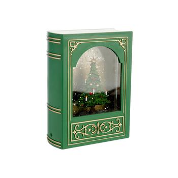 Visuel 1 du produit Livre décoratif vert avec boule à eau à LED blanc chaud - 7 x 17 x 23,5 cm