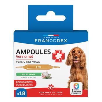 Visuel 1 du produit Ampoules confort intestinal pour chien et chiot ail et thym Francodex Vers O Net - x 18 de 1 ml