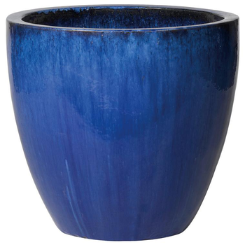 Visuel 1 du produit Pot vase en terre cuite émaillée bleu Tonkin - Ø 60 x H 54 cm