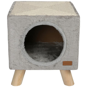 Visuel 1 du produit Maison pilotis avec griffoir de coloris gris 30 x 30 x 35 cm