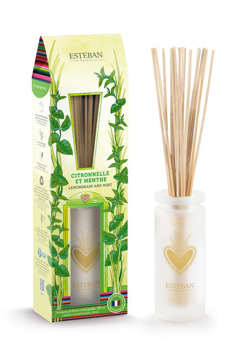 Visuel 1 du produit Bouquet parfumé avec sa recharge senteur citronnelle et menthe Esteban - 100 ml