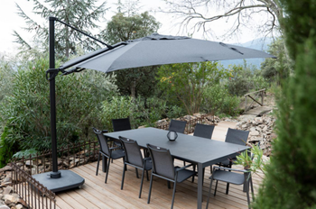 Visuel 1 du produit Parasol déporté deluxe, flip flap, anthracite chiné - ROYAL GARDEN - 3m x 3m
