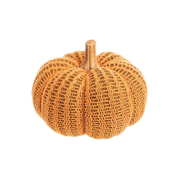 Visuel 1 du produit Citrouille en laine tricotée orange et bois - Ø 15 x H 13 cm