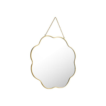 Visuel 1 du produit Miroir forme fleur en verre cerclé de métal doré grand modèle - 30 x 40 cm