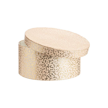 Visuel 1 du produit Boîte ronde en papier métallisé or à motif - 20 x 10 cm