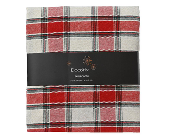 Visuel 1 du produit Nappe rouge et blanche en coton à motifs tartan - 180 x 140 cm