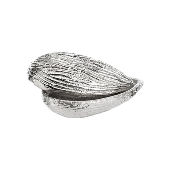 Visuel 1 du produit Boîte décorative forme amande en aluminium argent - 10 x 6 x 4 cm