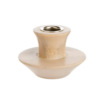 Visuel 1 du produit Bougeoir toupie en bois de manguier blanchi - Ø 9 x H 6 cm