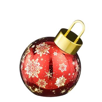 Visuel 1 du produit Boule décorative en verre rouge décor flocon de neige or à LED - 24 x 20 x 22,5 cm