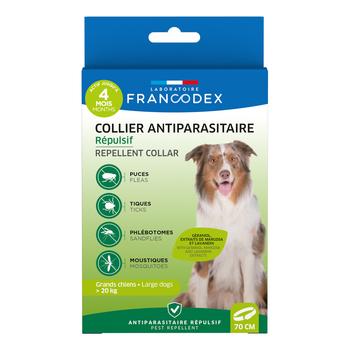 Visuel 1 du produit Collier insectifuge pour grand chien de plus de 20 kg coloris blanc Francodex - Ø 72 cm
