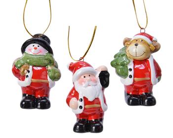 Visuel 1 du produit Personnage de Noël en terre cuite rouge et blanc - 7,3 cm