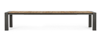 Visuel 2 du produit Table avec allonges Capucine coloris bois en aluminium et teck - 253/319/384 x 110 cm